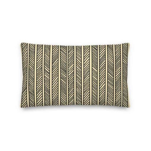 LIFUKA Polynesian Art Decor Lumbar Pillow Beige Charcoal 20x12 front