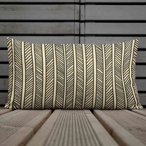 LIFUKA Polynesian Art Decor Lumbar Pillow Beige Charcoal 20x12 style